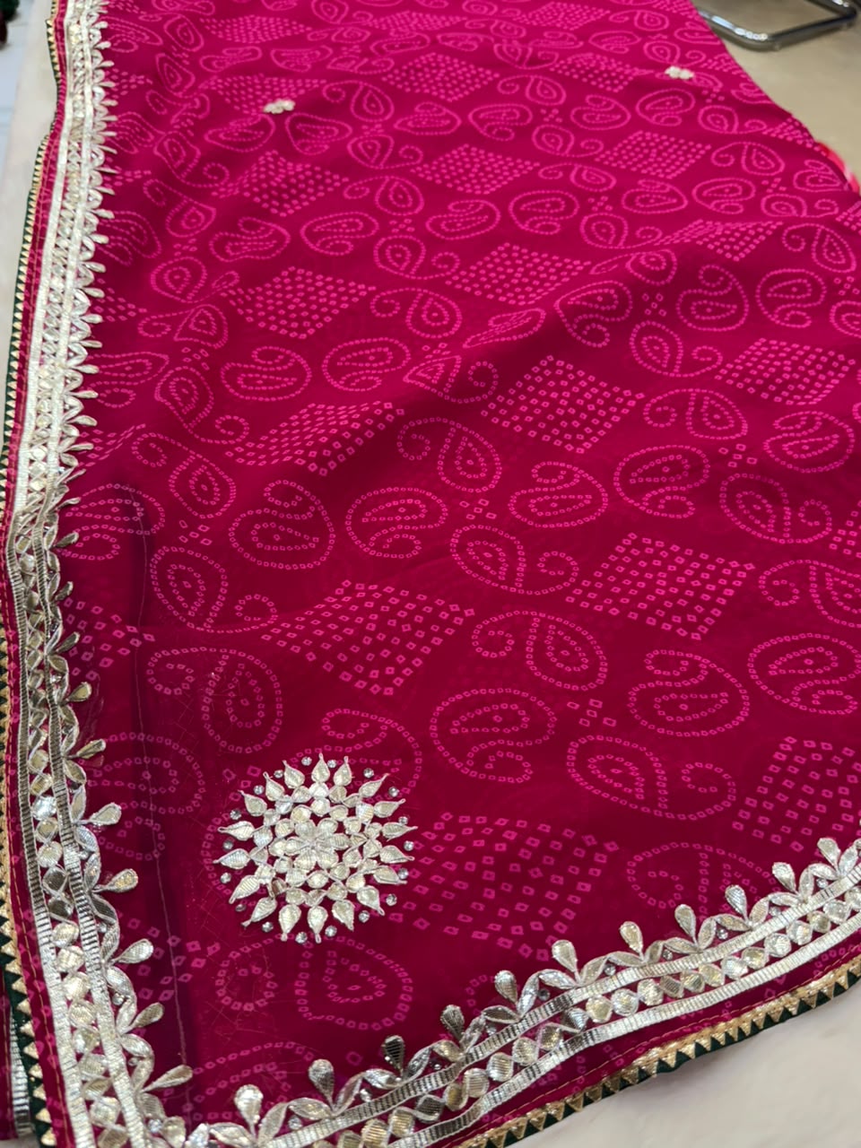 Georgette Gota Patti Work  Saree With Blouse