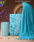 Designer gota patti hand work cotton  unstitched suit with chiffon   dupatta