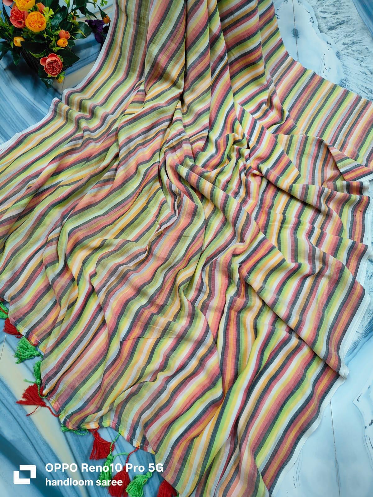Beautiful Cotton Mulmul  Saree