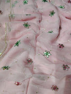 Pure Diamond Chiffon Gota Patti  Work Saree With Blouse
