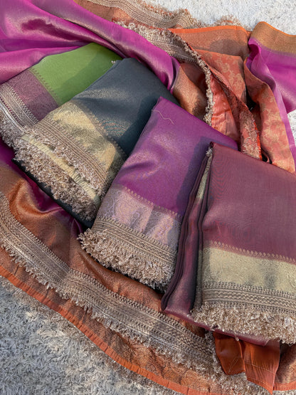 Banarasi Tissue Silk Saree With lace work border