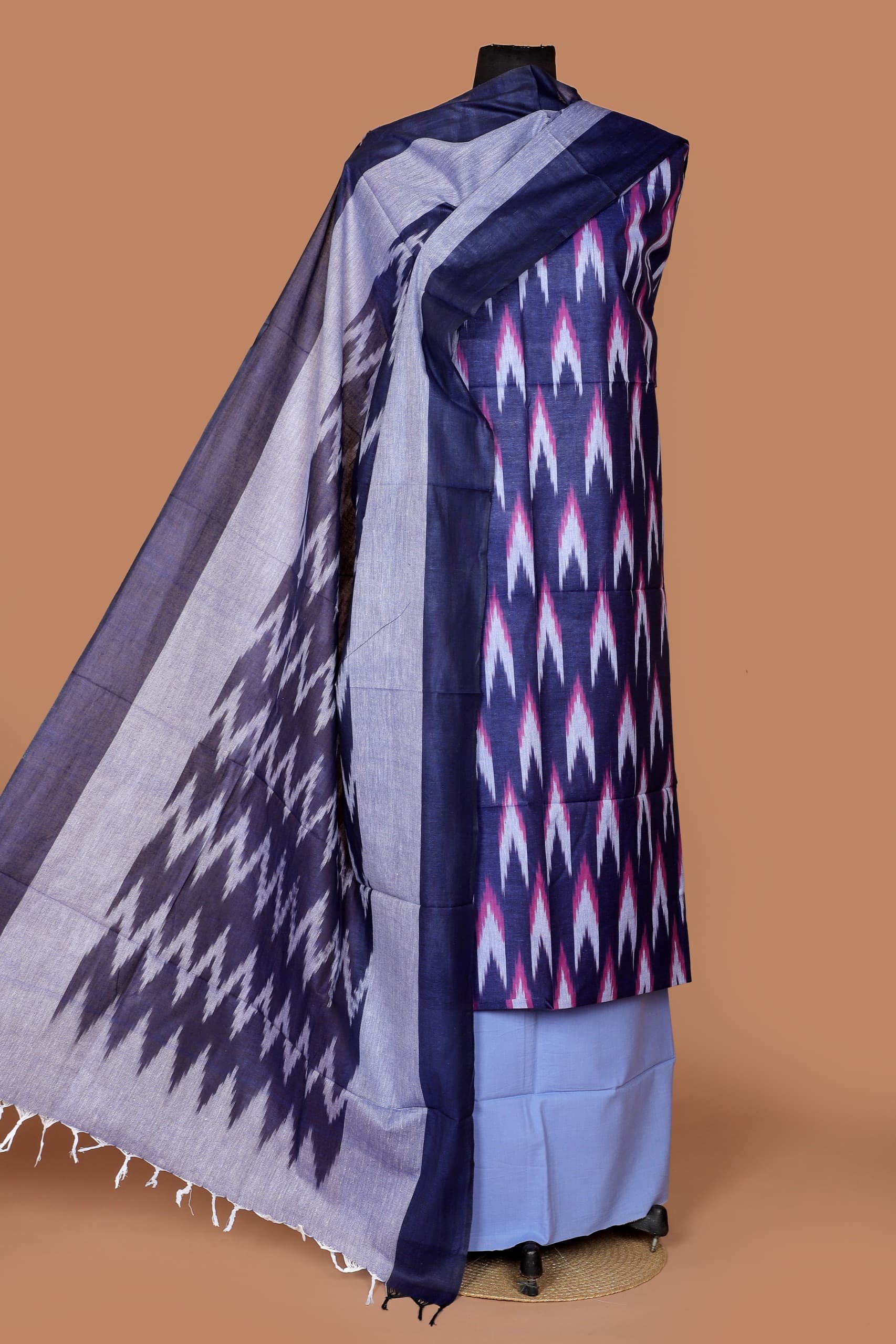 Pure  ikkat Cotton Unstitched Suit With Dupatta