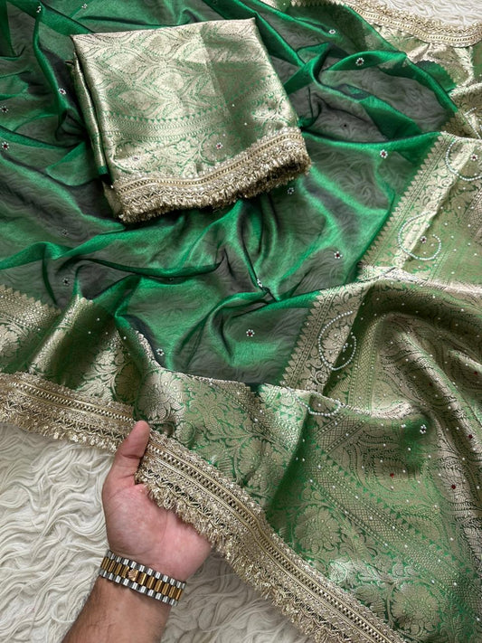 Banarasi Tissue Silk Saree With lace work border