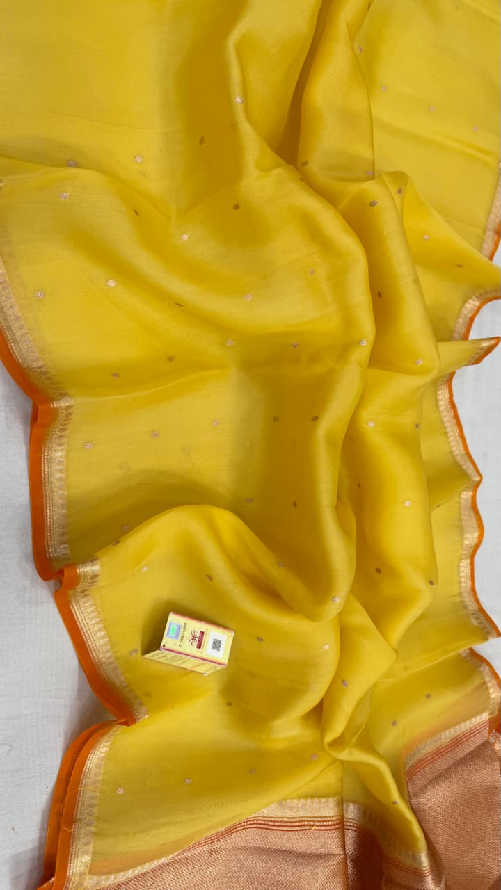 Pure Handloom banarasi  kora Silk Saree With Blouse