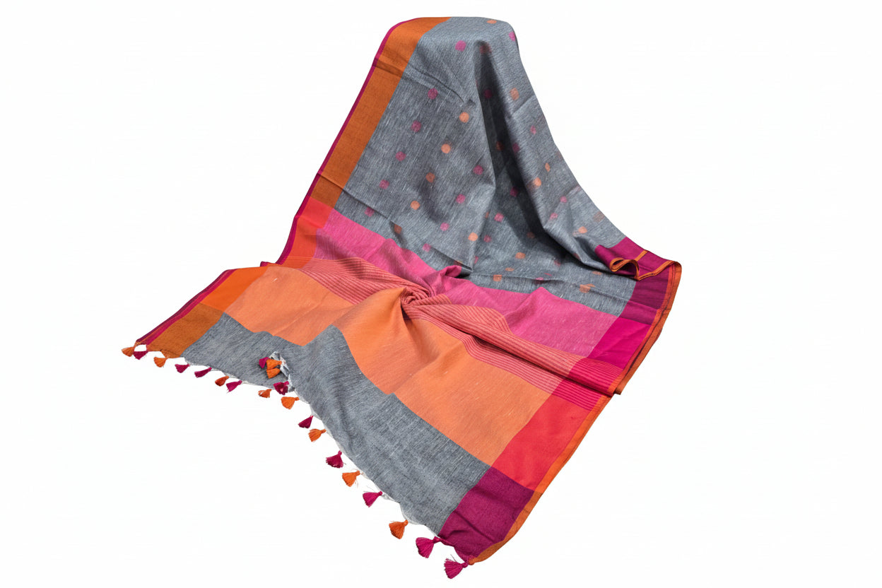 Pure Linen By Linen  Saree With  Blouse
