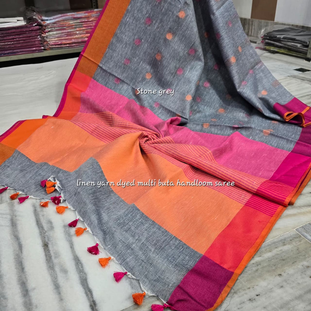 Pure Linen By Linen  Saree With  Blouse