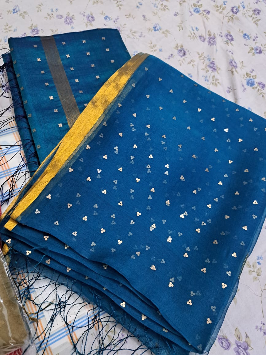 Bengal Handloom Pure Muslin Silk Saree With ( Silk Mark Certified)