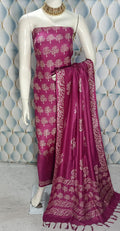 Cotton slub discharge print  Unstitched Suit