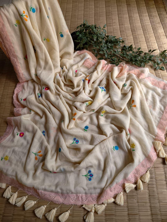 Beautiful Cotton Mulmul  Saree