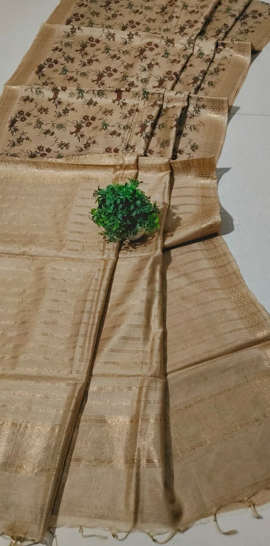 Bhagalpuri Kota silk hand block print saree