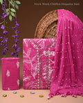 Designer gota patti hand work cotton  unstitched suit with chiffon   dupatta