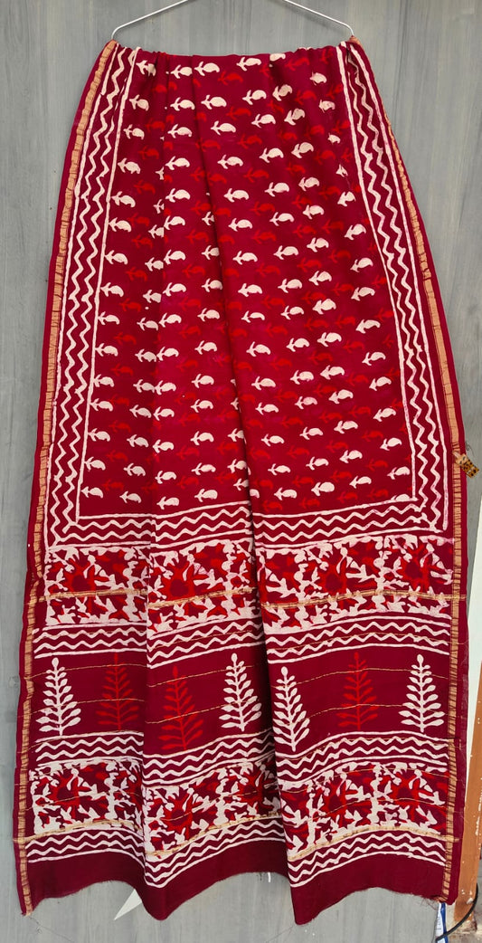 Traditional Hand-block Print Chanderi Silk Saree