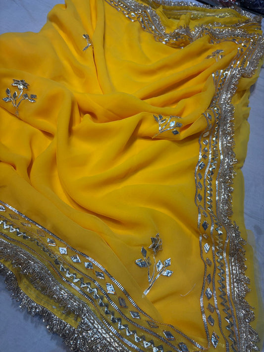 Beautiful Georgette Gota  Patti  Work Saree