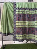 Pure Mul Cotton Saree With Ajrakh Mirror Work
