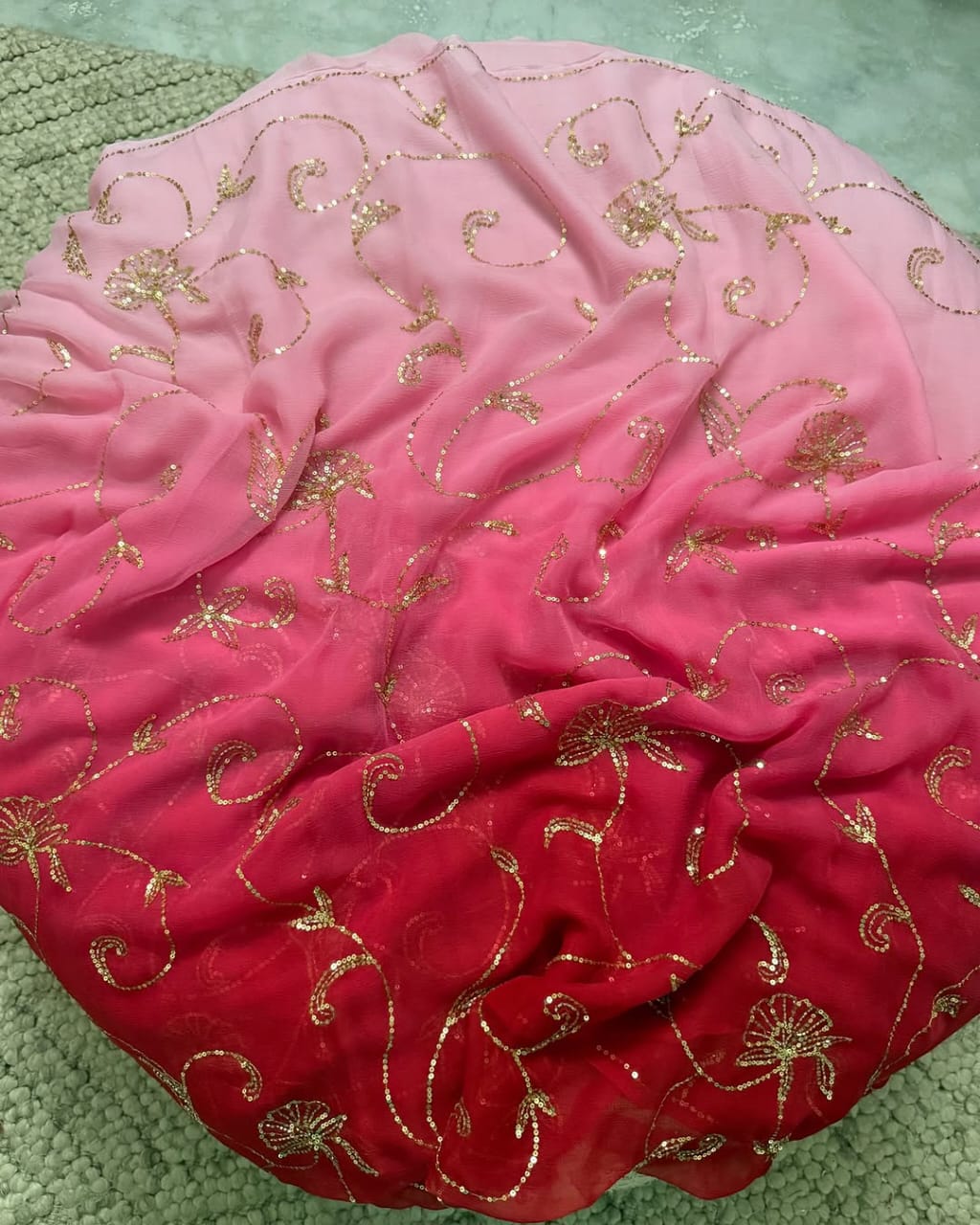 Pure Jaipuri Chiffon Jaal Work Saree With Blouse