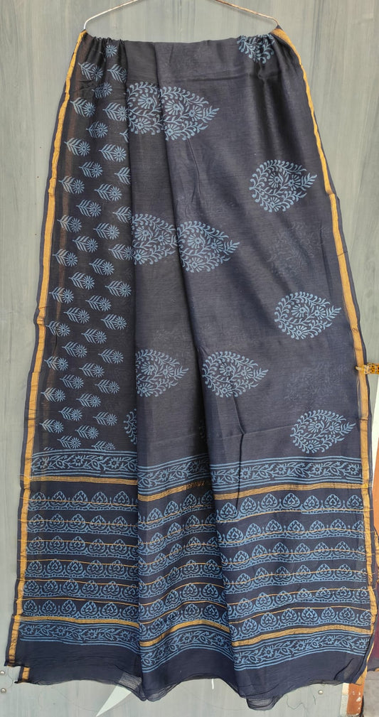 Traditional Hand-block Print Chanderi Silk Saree