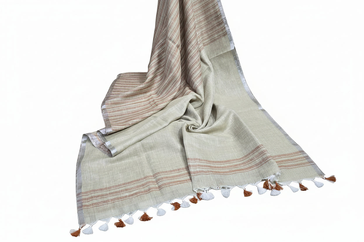 Pure Linen By Linen  Saree With  Blouse