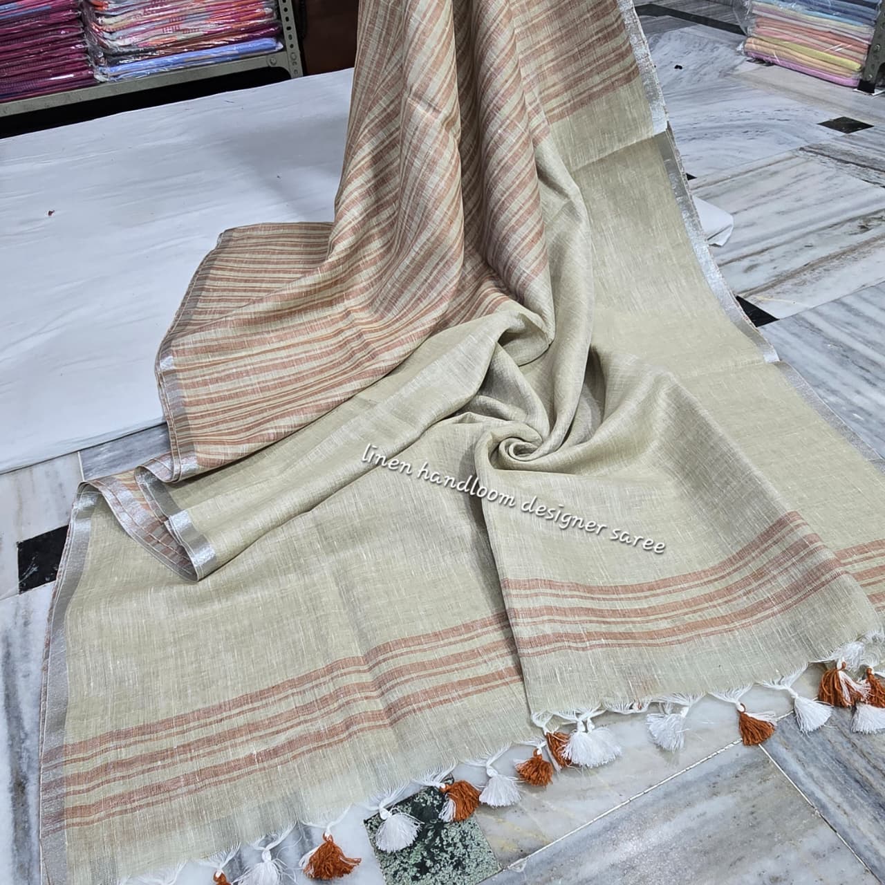 Pure Linen By Linen  Saree With  Blouse