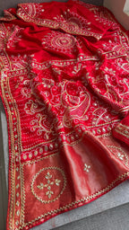 Pure Munga Silk Gotta Patti Work Saree With Blouse