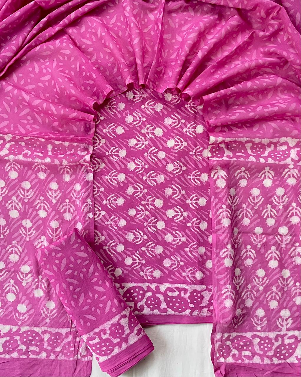 Exclusive new hand block printed cotton suits with cotton duptta