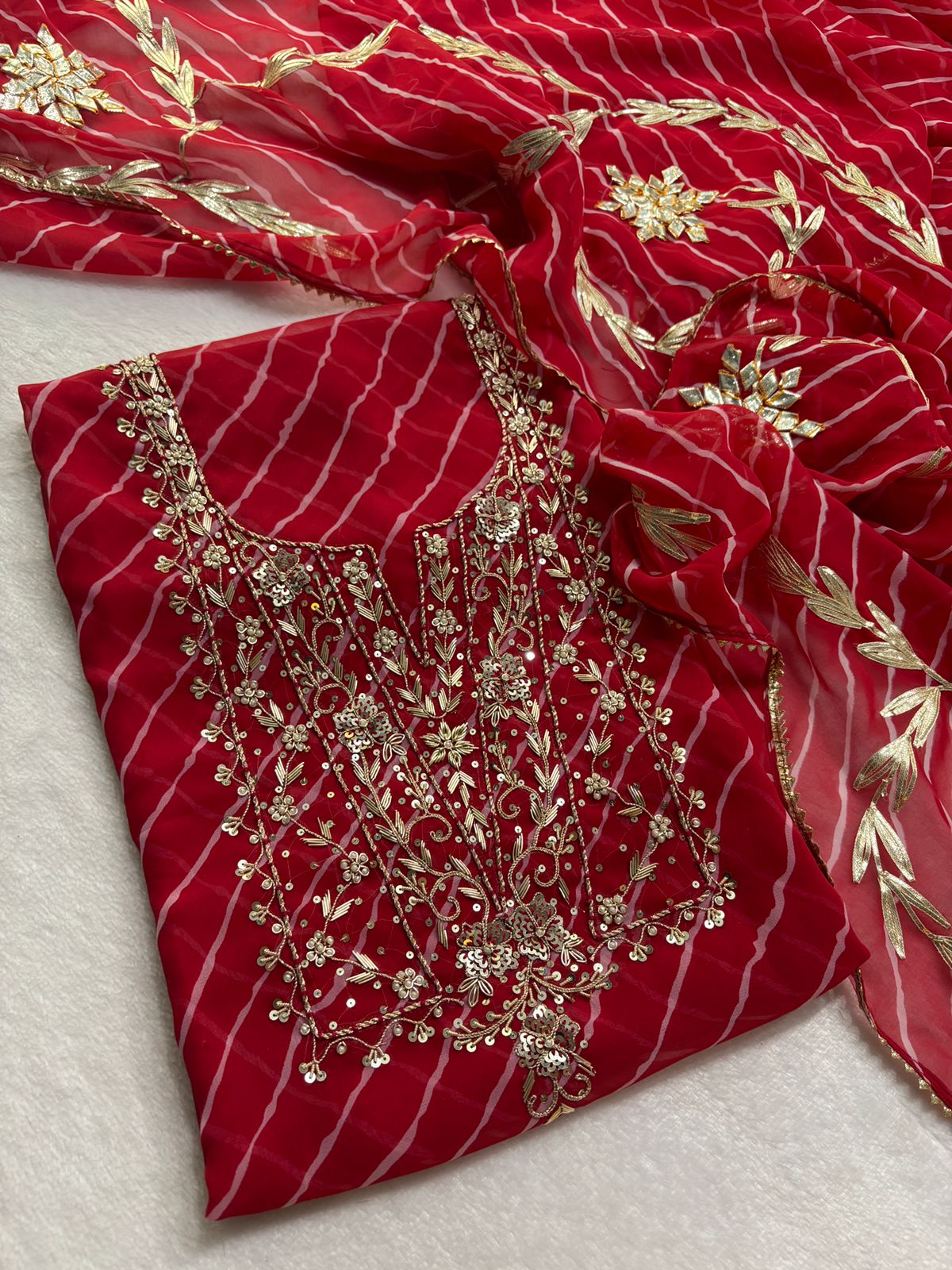 Designer Georgette Suit Set with Gota Patti Work