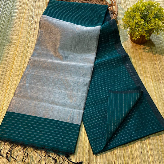 Handloom silk cotton With pallu zari work With blouse