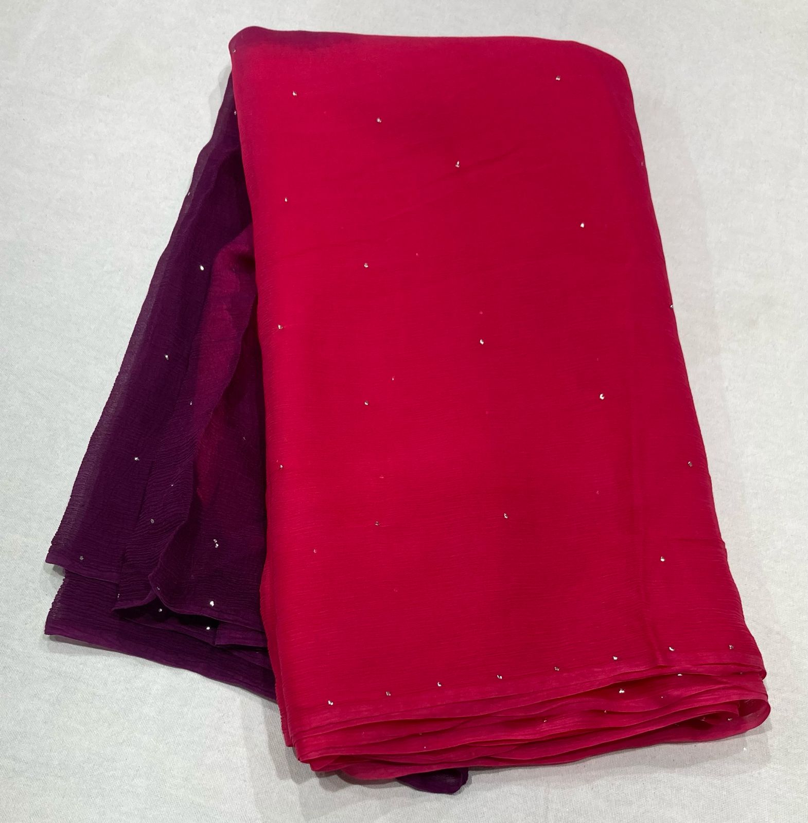 Pure jaipuri chiffon saree with beautiful mukaish work