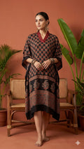 Pure Modal Silk Handblock Printed Kaftans Stitched suit With Hand Mirror Work