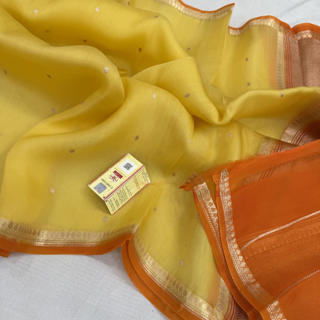 Pure Handloom banarasi  kora Silk Saree With Blouse
