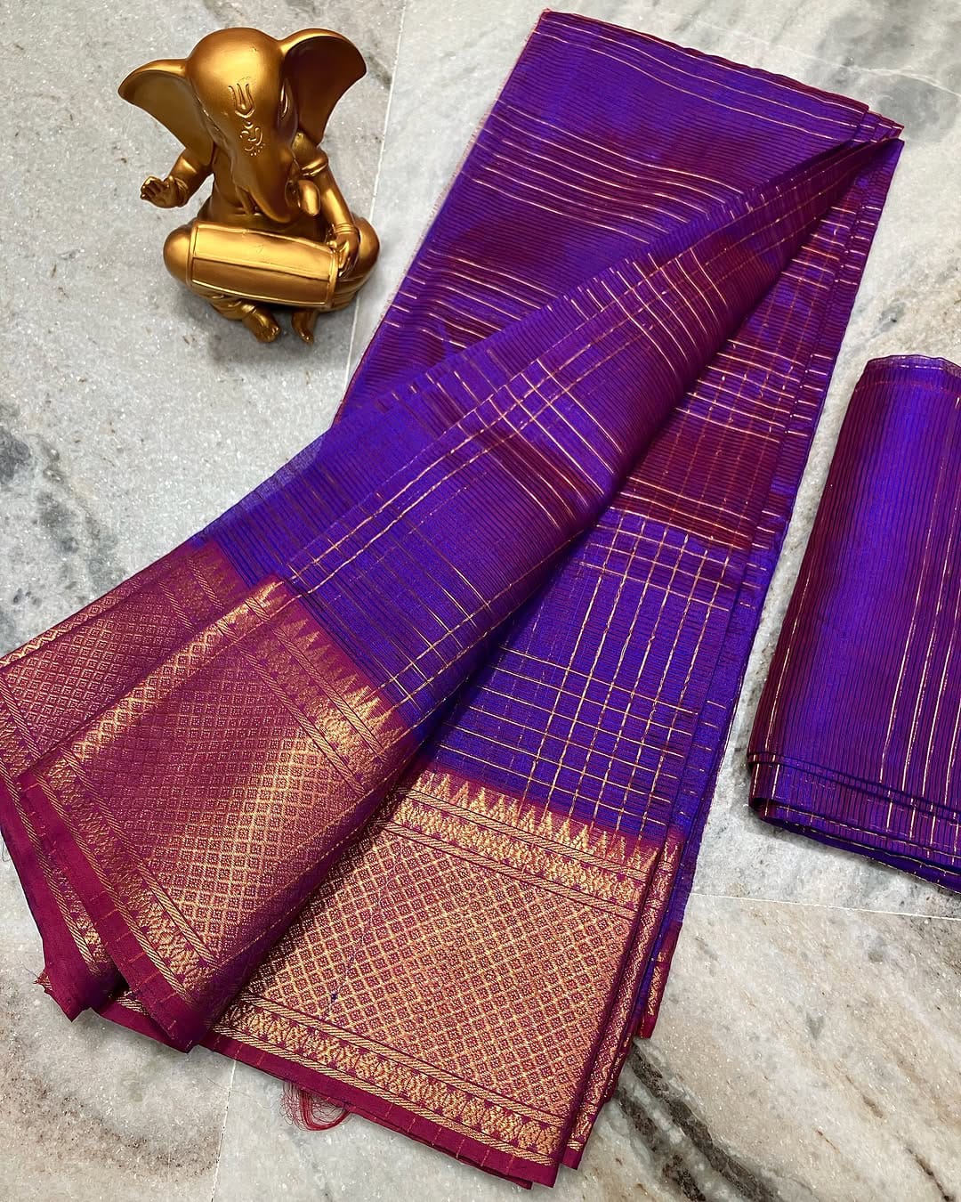 Pure Cotton Silk Mangalagiri Saree With Running Blouse