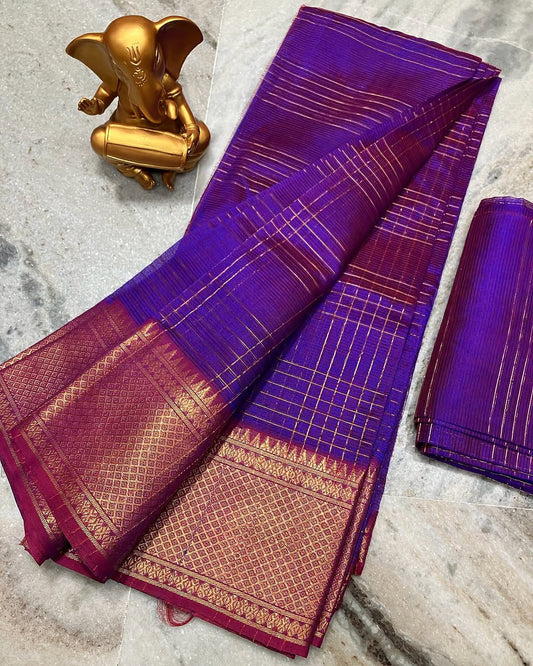 Pure Cotton Silk Mangalagiri Saree With Running Blouse