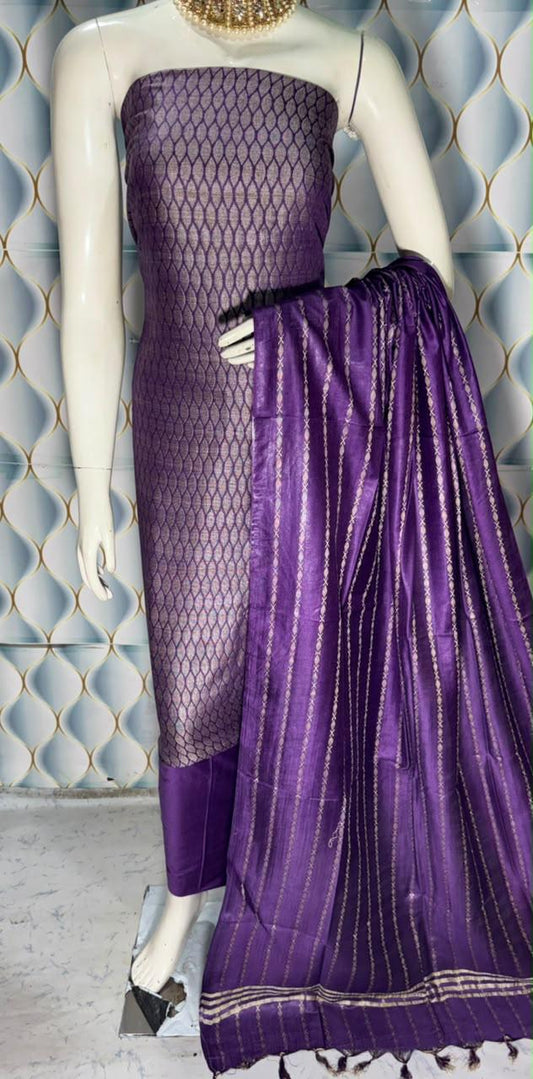 Bhagalpuri Katan Silk 3PC Unstitched Suit