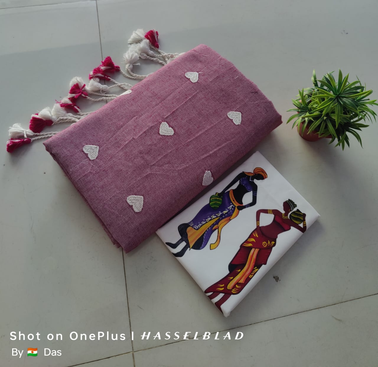 Beautiful Love Embroidery  Khaddi Cotton Saree