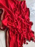 Beautiful Cotton Mulmul  Saree  Lace Border