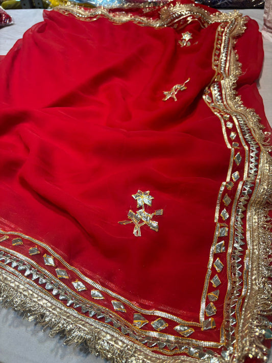 Beautiful Georgette Gota  Patti  Work Saree