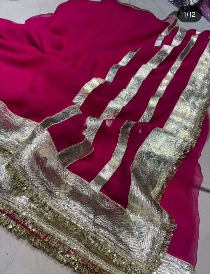 Beautiful Georgette Gota  Patti  Work Saree