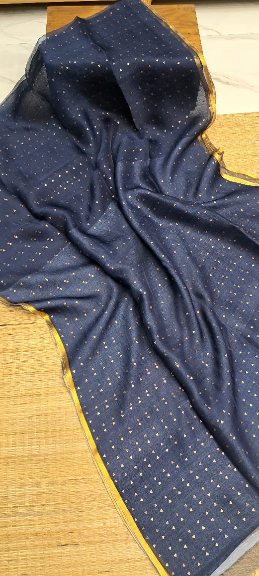 Bengal Handloom Pure Muslin Silk Saree With ( Silk Mark Certified)