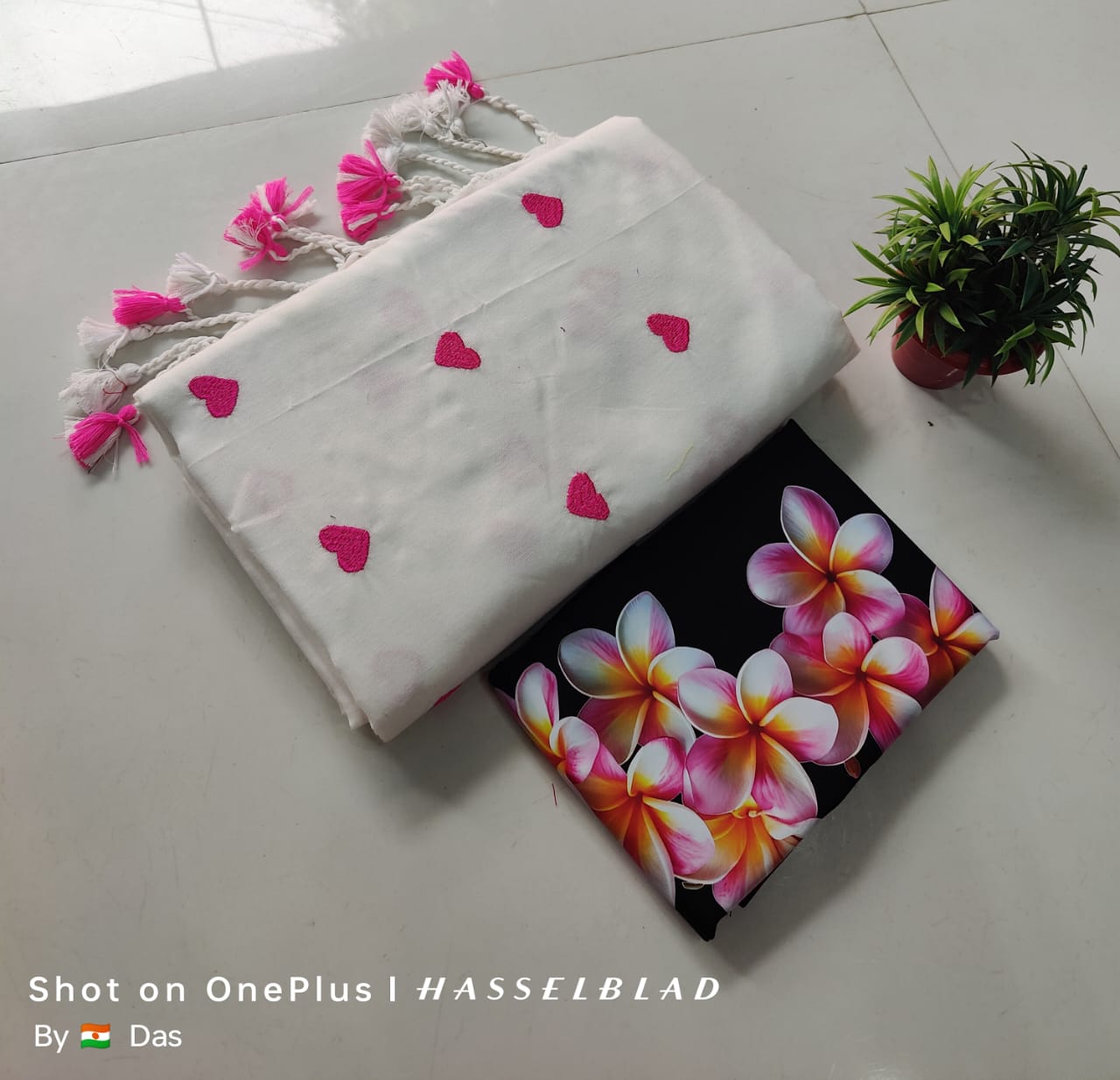 Beautiful Love Embroidery  Khaddi Cotton Saree