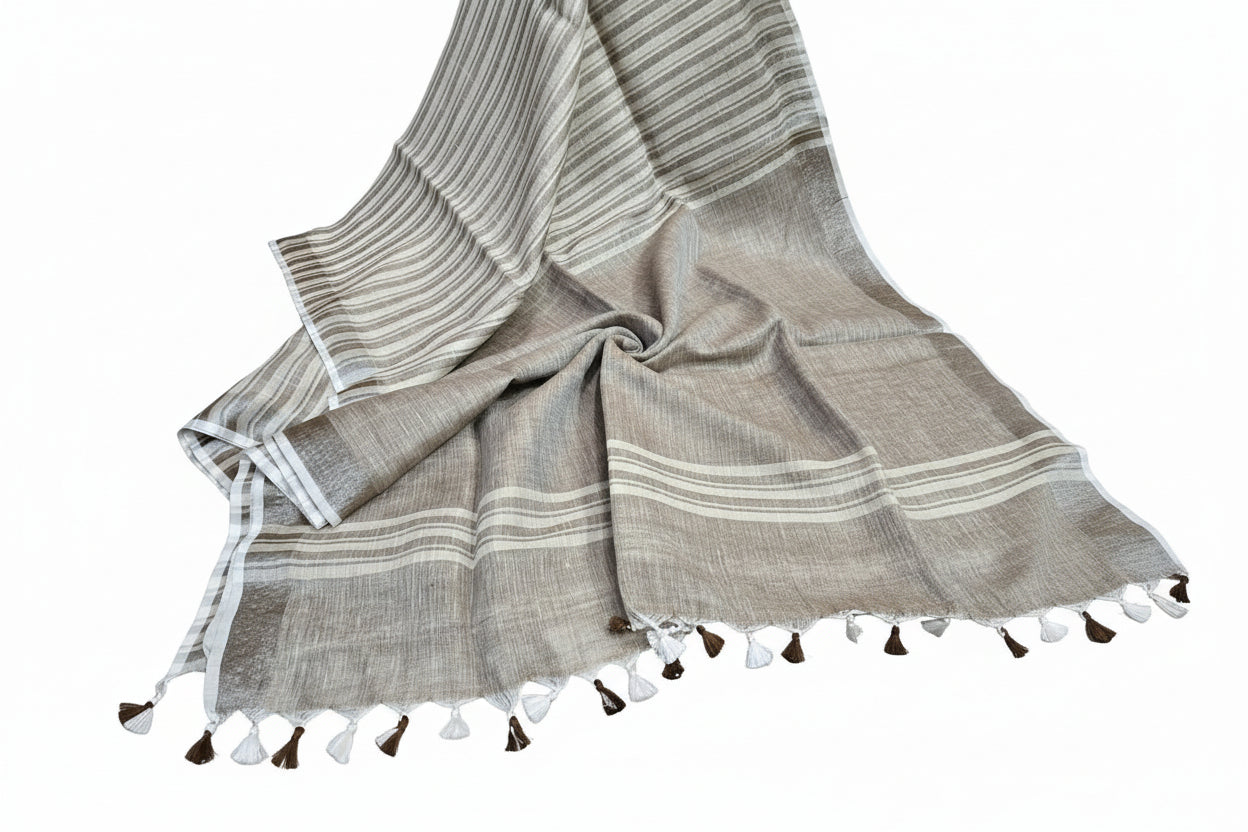 Pure Linen By Linen  Saree With  Blouse