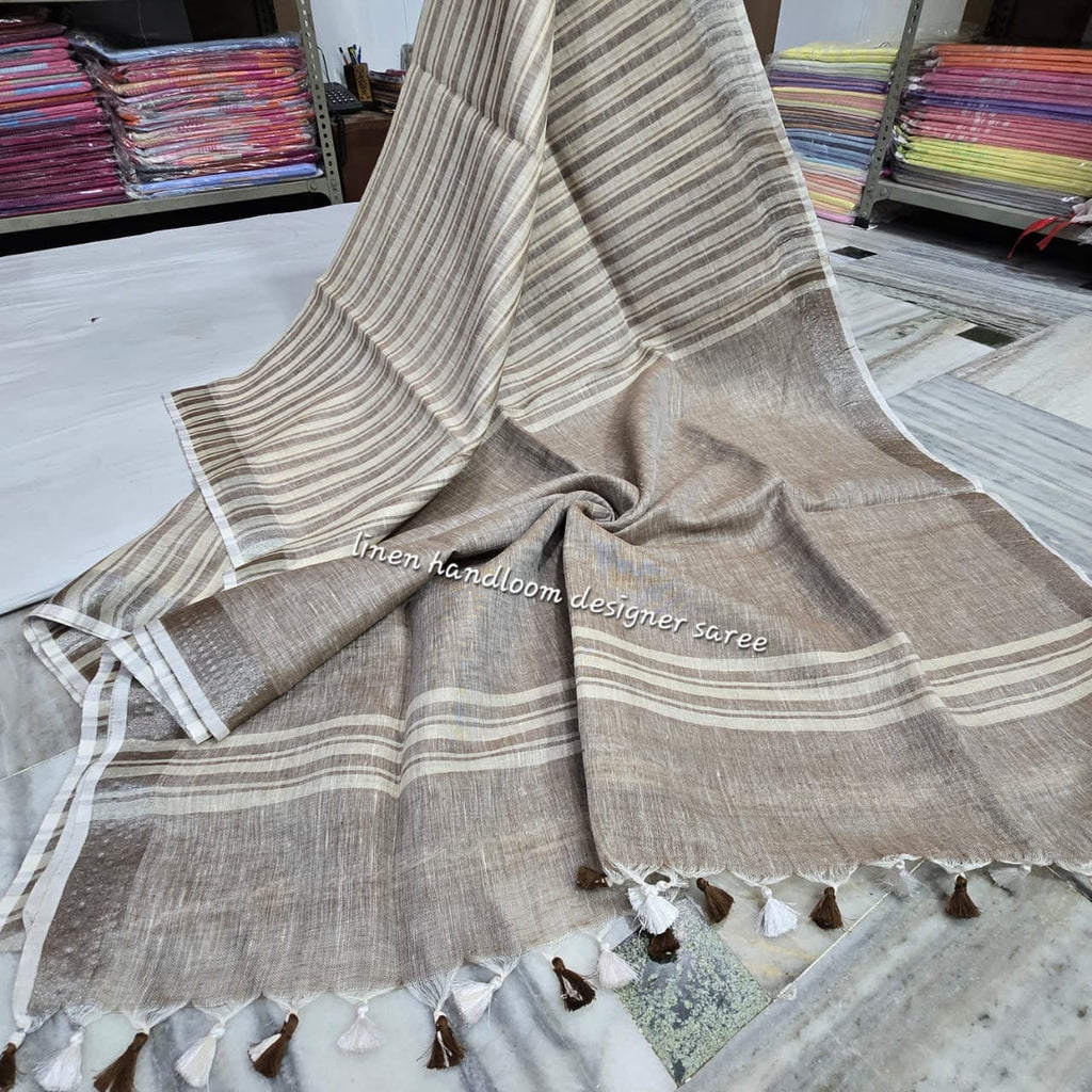 Pure Linen By Linen  Saree With  Blouse