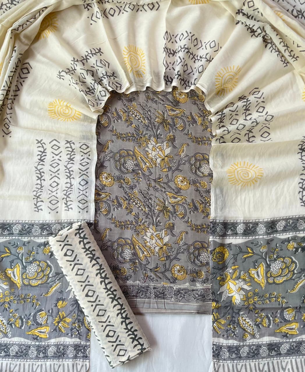 Exclusive new hand block printed cotton suits with cotton duptta