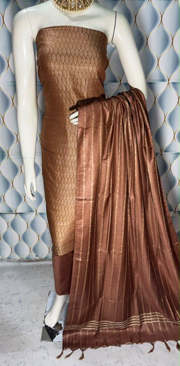 Bhagalpuri Katan Silk 3PC Unstitched Suit