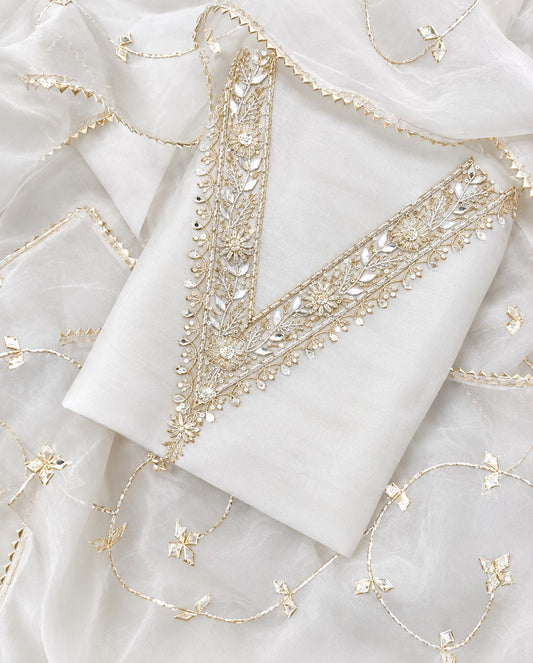 Organza Hand Work Unstitched Suit
