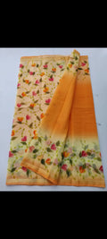 Beautiful kota cotton hand brush print work saree