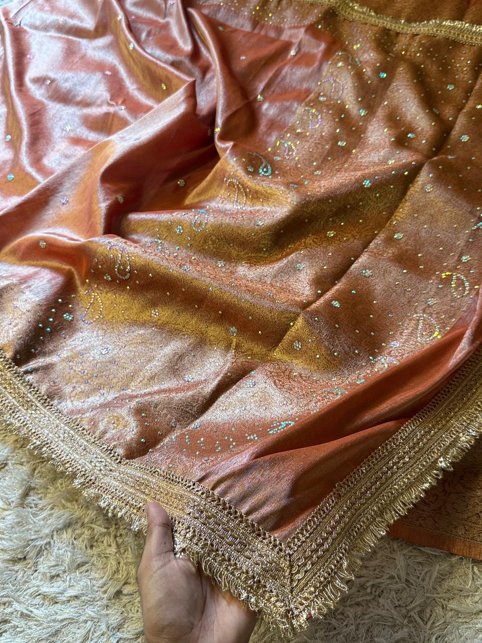 Banarasi Tissue Silk Saree With lace work border