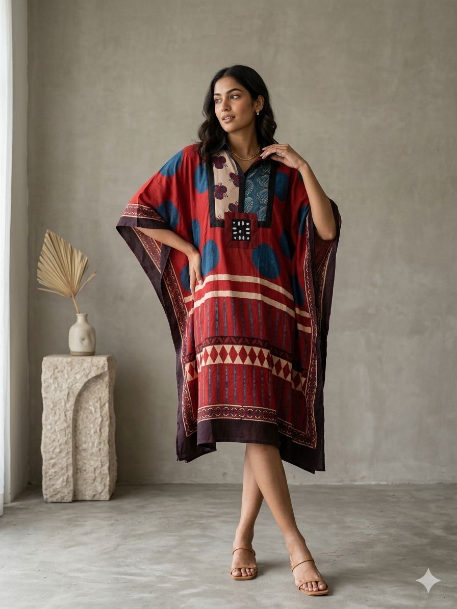 Pure Modal Silk Handblock Printed Kaftans Stitched suit