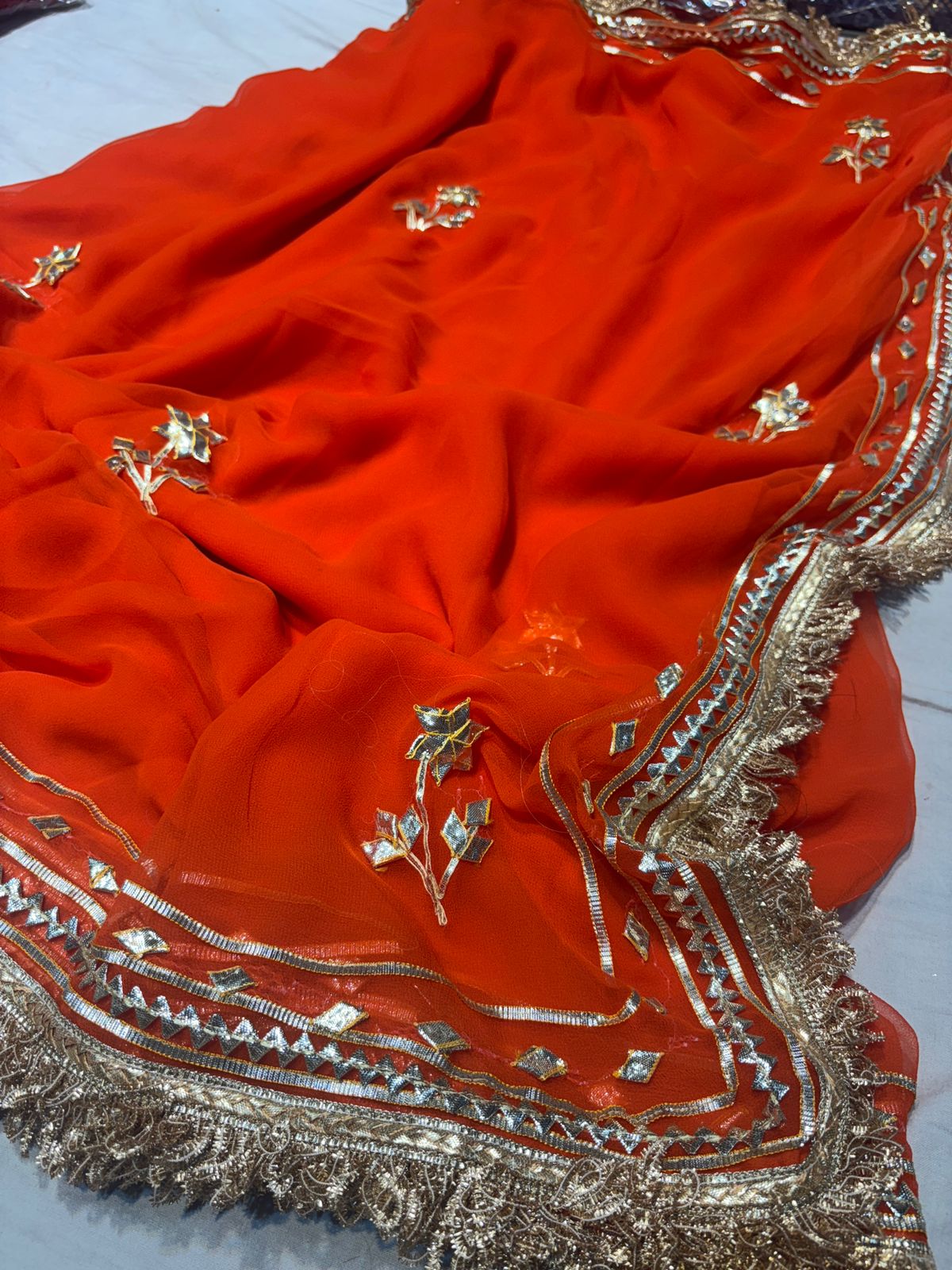 Beautiful Georgette Gota  Patti  Work Saree