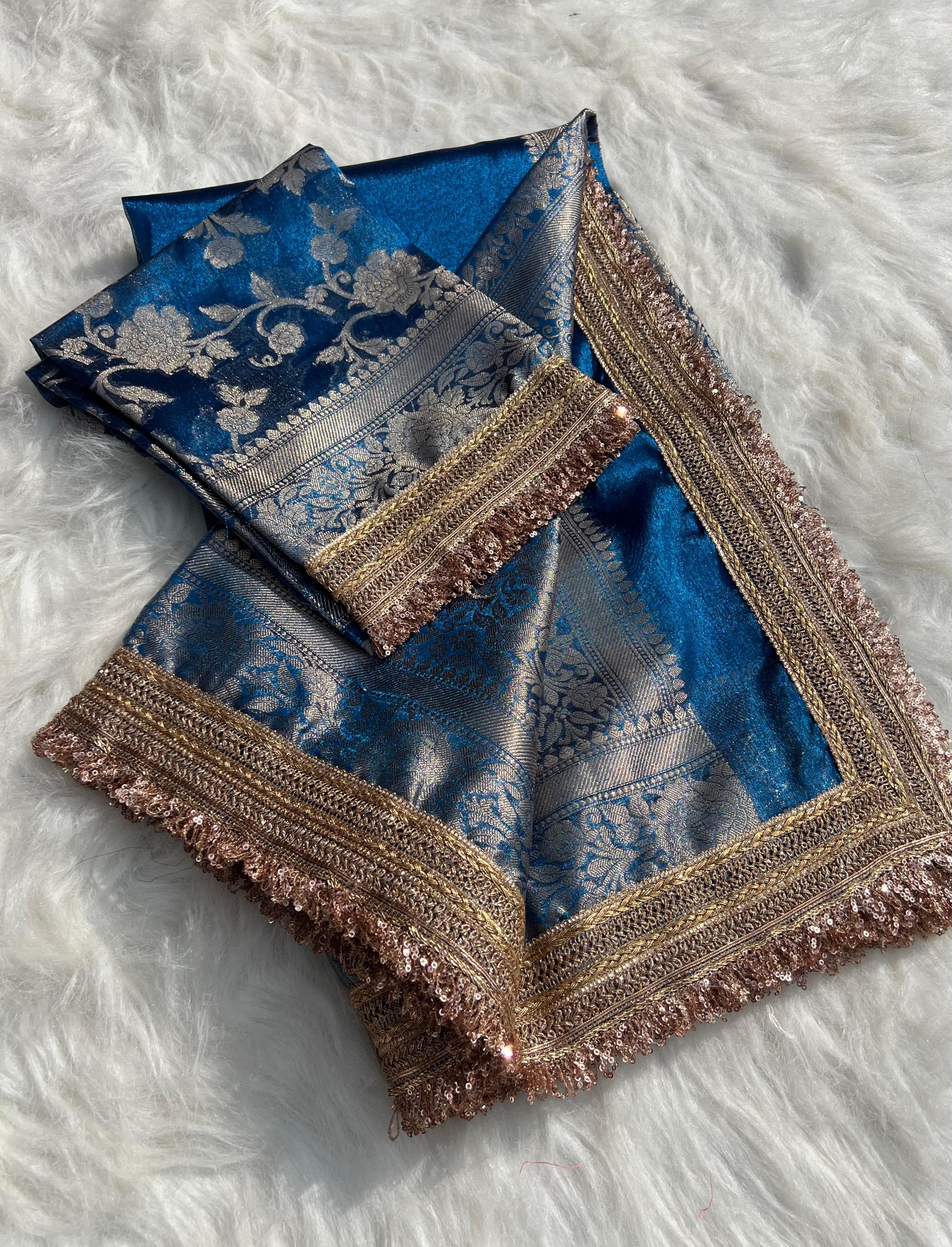 Banarasi Tissue Silk Saree With lace work border