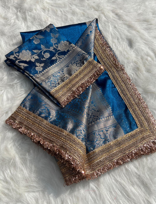 Banarasi Tissue Silk Saree With lace work border