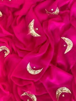 Pure Diamond Chiffon Saree With  Blouse